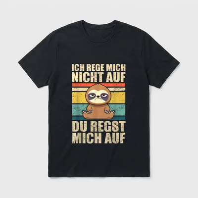 Ich Rege Mich Nicht Faultier, Frosch & Co. T-Shirt – Klassisches T-Shirt in Schwarz