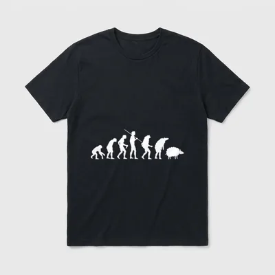 Evolution des Menschen T-Shirt – Entwicklungsreihe vom Affen über den Menschen zum Schaf – Klassisches T-Shirt in Schwarz