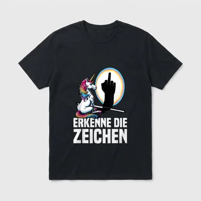 Erkenne die Zeichen Einhorn T-Shirt – Klassisches T-Shirt in Schwarz