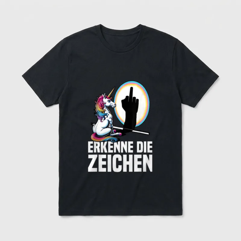 Erkenne die Zeichen Einhorn T-Shirt – Klassisches T-Shirt in Schwarz