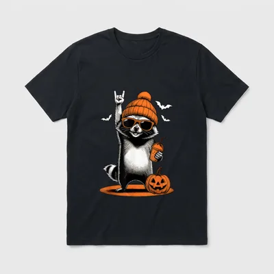 Cooler Waschbär Halloween Lustiger T-Shirt – Klassisches T-Shirt in Schwarz
