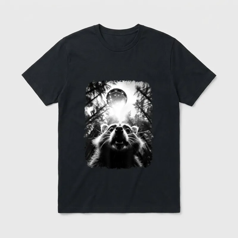 Lustiger Waschbär Selfie T-Shirt – Klassisches T-Shirt in Schwarz