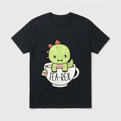 Tea-Rex Süßer T-Rex Dinosaurier-Liebhaber T-Shirt – Klassisches T-Shirt in Schwarz