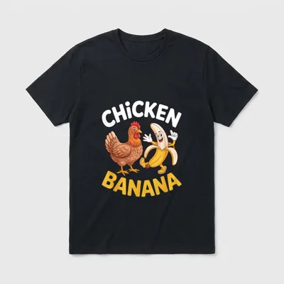 Chicken Banana Lustiges Tier T-Shirt – Klassisches T-Shirt in Schwarz