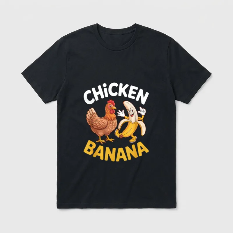 Chicken Banana Lustiges Tier T-Shirt – Klassisches T-Shirt in Schwarz