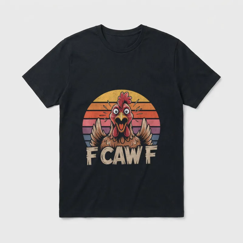 F-CAW-F Lustiges Huhn Humor Faultier, Frosch & Co. T-Shirt – Klassisches T-Shirt in Schwarz