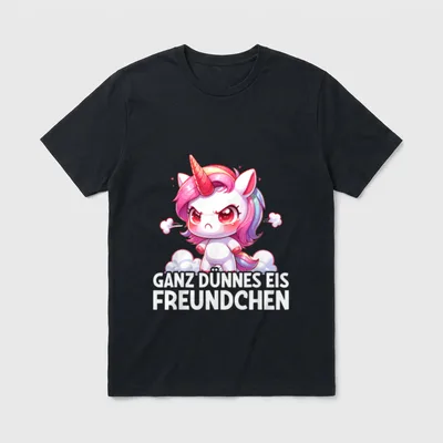 Ganz Dünnes Eis Freundchen Einhorn T-Shirt – Klassisches T-Shirt in Schwarz