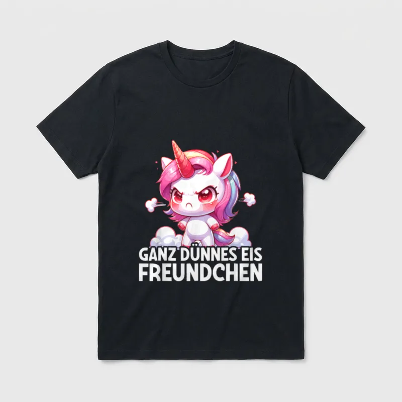Ganz Dünnes Eis Freundchen Einhorn T-Shirt – Klassisches T-Shirt in Schwarz