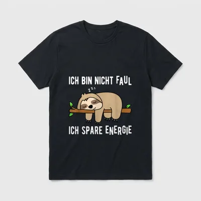 Ich bin nicht Faul Faultier, Frosch & Co. T-Shirt – Klassisches T-Shirt in Schwarz