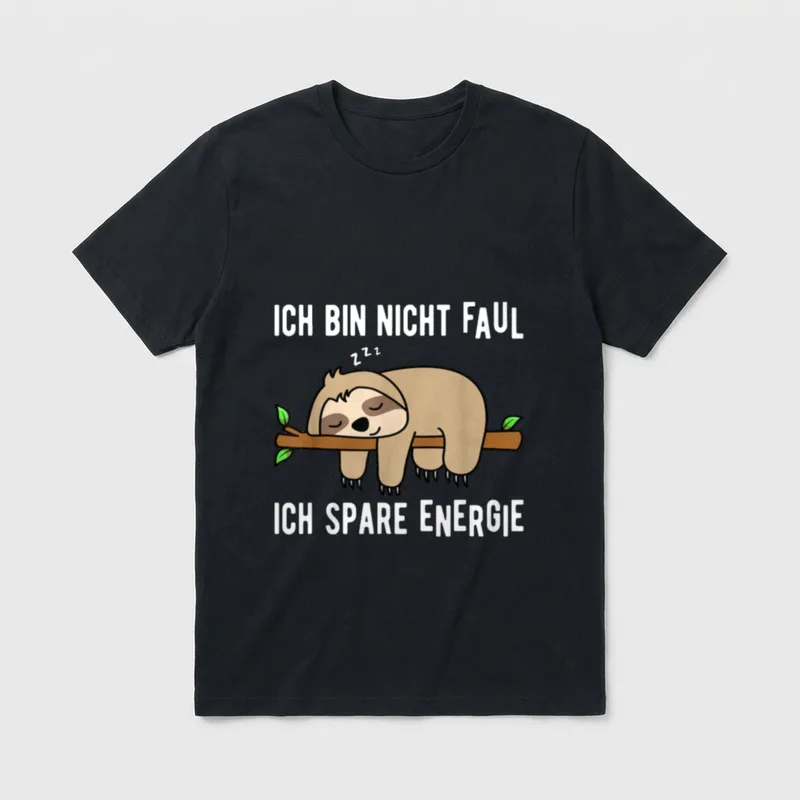 Ich bin nicht Faul Faultier, Frosch & Co. T-Shirt – Klassisches T-Shirt in Schwarz
