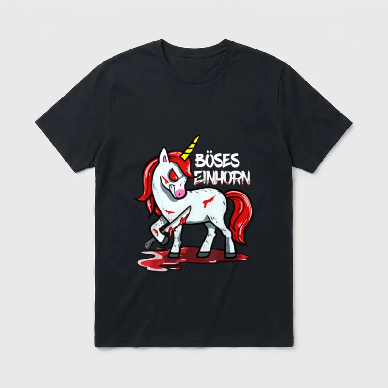Lustiges Horror Unicorn Böses T-Shirt – Klassisches T-Shirt in Schwarz