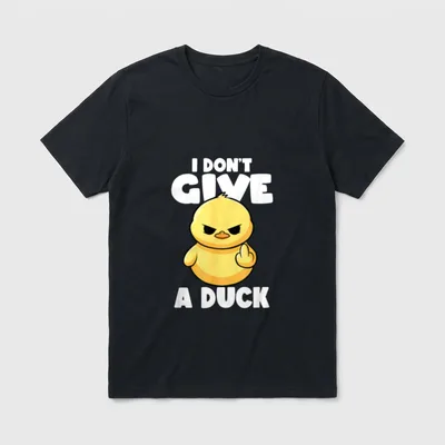 I Don't Give A T-Shirt – Grimmige Ente zeigt Stinkefinger, Schriftzug „I Don't Give A Duck“ – Klassisches T-Shirt in Schwarz
