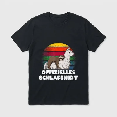 Offizielles Schlafshirt Funny Faultier T-Shirt – Klassisches T-Shirt in Schwarz
