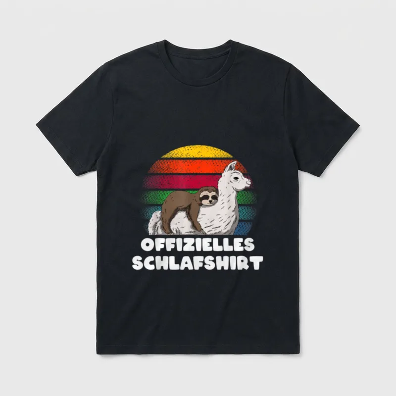 Offizielles Schlafshirt Funny Faultier T-Shirt – Klassisches T-Shirt in Schwarz