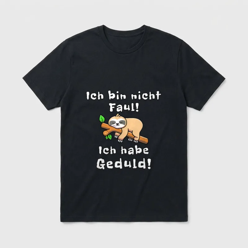 Faultier Geduld Spruch T-Shirt – Klassisches T-Shirt in Schwarz