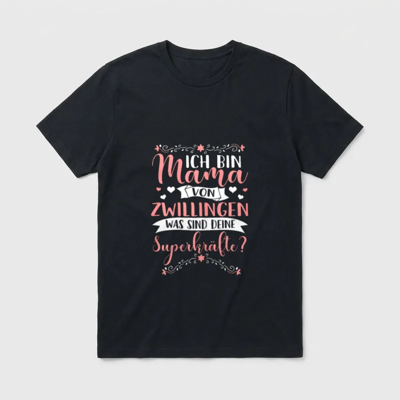 Lustig Mama von Zwillingen T-Shirt – Klassisches T-Shirt in Schwarz