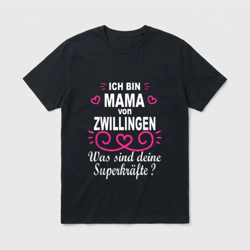 Stolze Mama von Zwillingen T-Shirt – Klassisches T-Shirt in Schwarz
