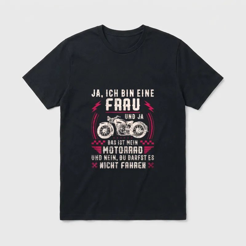 Motorrad Motorradfahrerin Spruch Motorradfahrer T-Shirt – Klassisches T-Shirt in Schwarz