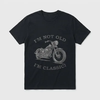 Ich Bin Nicht alt T-Shirt – Vintage-Motorrad mit Spruch „I'M NOT OLD I'M CLASSIC!“ – Klassisches T-Shirt in Schwarz