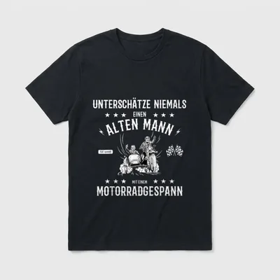 Motorrad Gespann Beiwagen Motorradfahrer T-Shirt – Klassisches T-Shirt in Schwarz