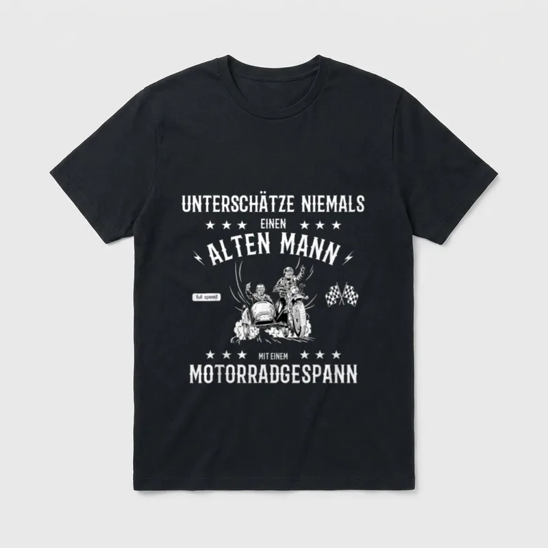 Motorrad Gespann Beiwagen Motorradfahrer T-Shirt – Klassisches T-Shirt in Schwarz