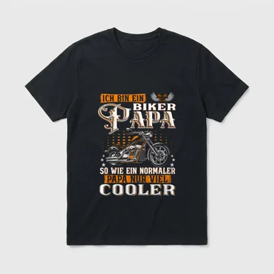Lustig Ich bin ein Biker T-Shirt – Chopper mit Spruch „Ich bin ein Biker Papa“ – Klassisches T-Shirt in Schwarz