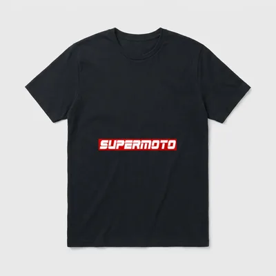 Biker Spruch Ride Motorrad T-Shirt – Roter Balken mit weißem Schriftzug „SUPERMOTO“ – Klassisches T-Shirt in Schwarz