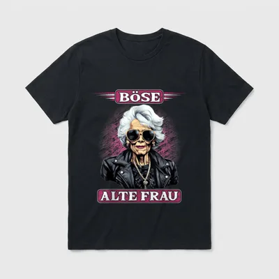 Böse alte Frau Lustiges Motorrad T-Shirt – Klassisches T-Shirt in Schwarz