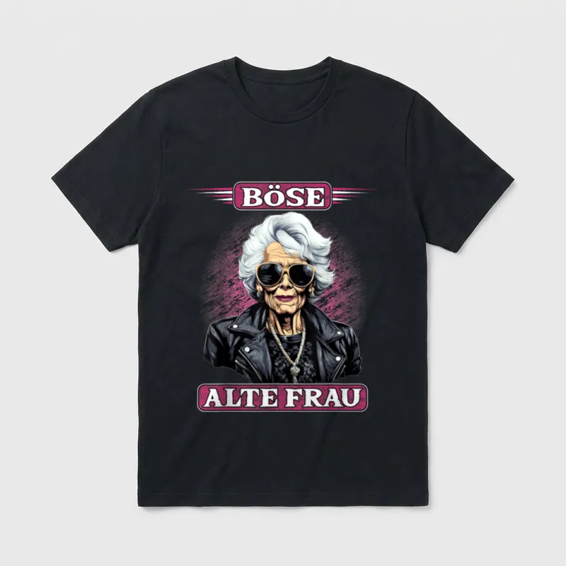 Böse alte Frau Lustiges Motorrad T-Shirt – Klassisches T-Shirt in Schwarz