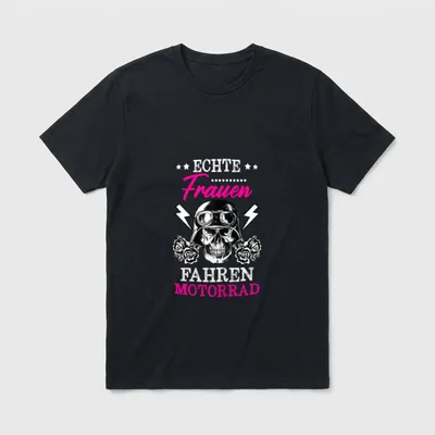 echte Frauen Motorrad T-Shirt – Klassisches T-Shirt in Schwarz