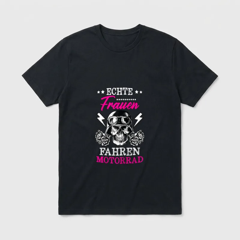 echte Frauen Motorrad T-Shirt – Klassisches T-Shirt in Schwarz