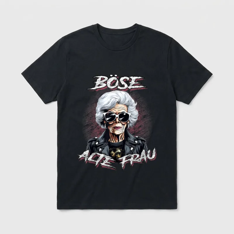 Böse alte Frau Lustiges Motorrad & Auto T-Shirt – Klassisches T-Shirt in Schwarz