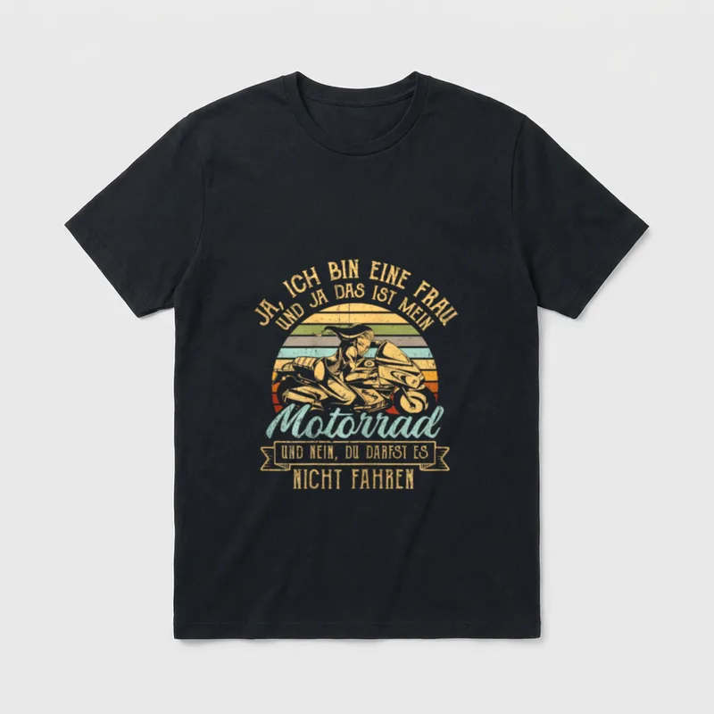 Motorrad Motorradfahrerin Spruch Bikerin T-Shirt – Klassisches T-Shirt in Schwarz