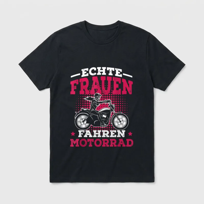 Echte Frauen fahren Motorrad T-Shirt – Klassisches T-Shirt in Schwarz