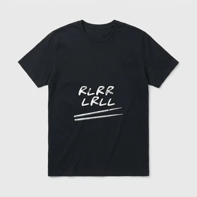 Lustige Drummer Sticks T-Shirt – Zwei Drumsticks mit Schriftzug RLRR LRLL – Klassisches T-Shirt in Schwarz