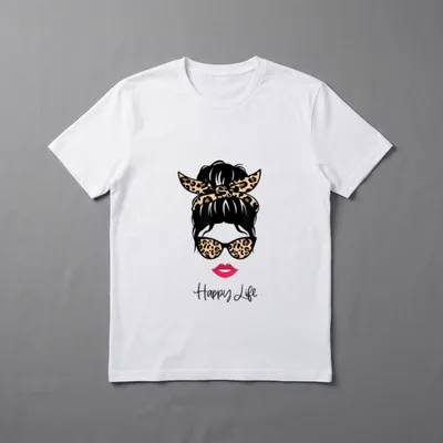 Lustige Dame Leo Print T-Shirt – Klassisches T-Shirt in Schwarz