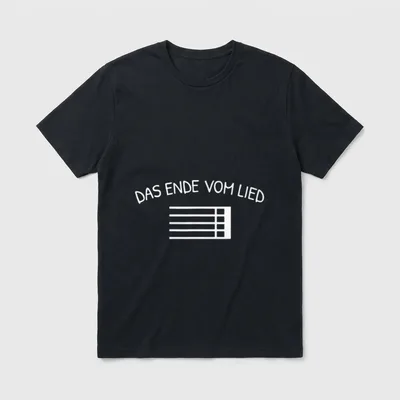 Ende vom Lied Noten T-Shirt – Schriftzug „Das Ende vom Lied“ über leeren Notenzeilen – Klassisches T-Shirt in Schwarz