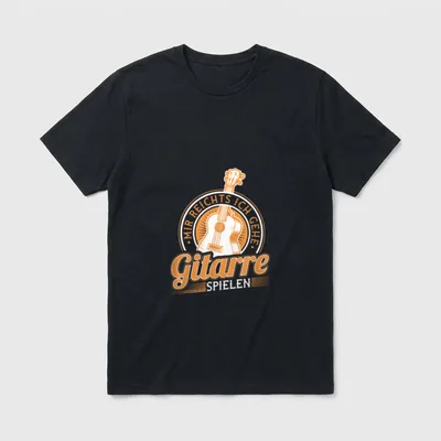 Mir Reichts Ich Gehe T-Shirt – Gitarrenhals im Rundemblem, Schriftzug „Gitarre Spielen“ – Klassisches T-Shirt in Schwarz