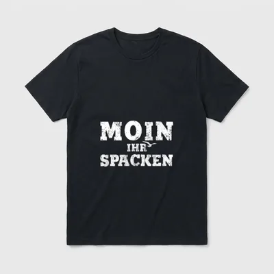 Moin Ihr Spacken witziges T-Shirt – Schriftzug „Moin Ihr Spacken“ mit Möwe – Klassisches T-Shirt in Schwarz