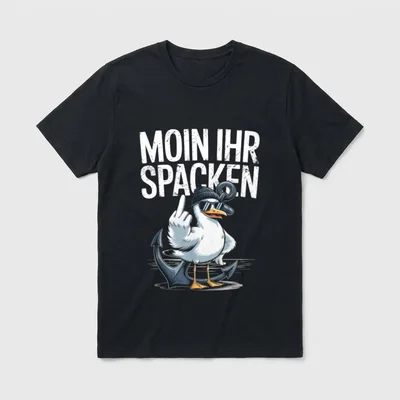 Möwe mit Anker lustig T-Shirt – Klassisches T-Shirt in Schwarz