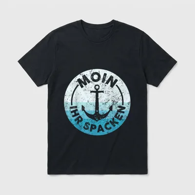 Moin ihr Spacken Lustiges Retro T-Shirt – Klassisches T-Shirt in Schwarz