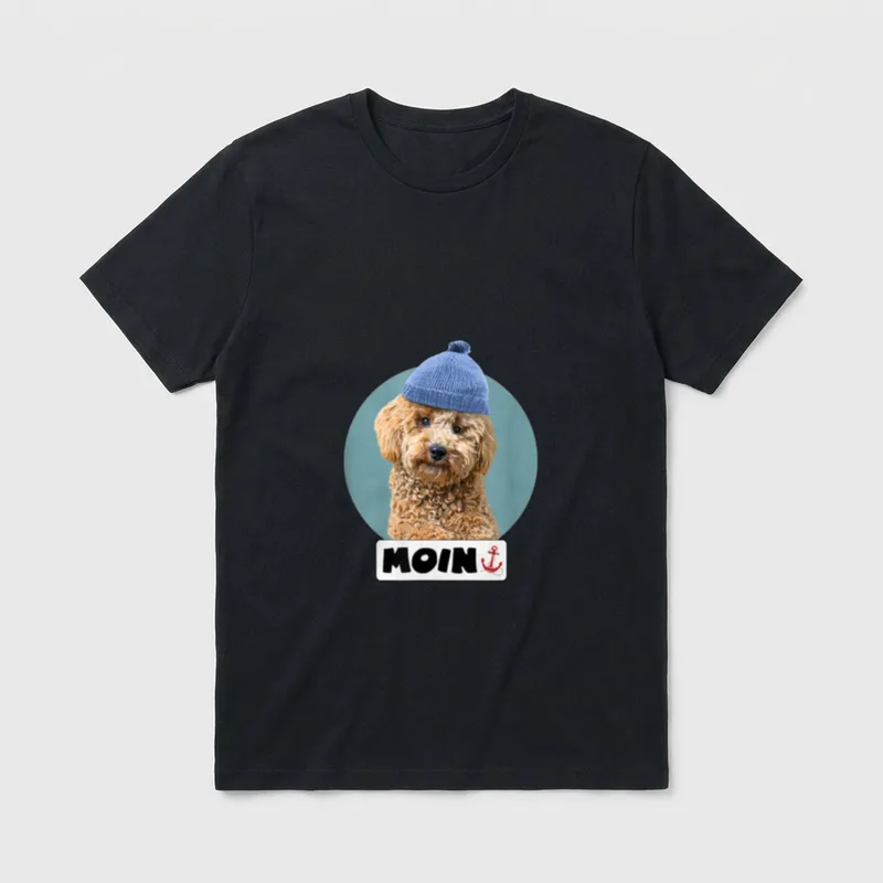 Moin Spruch Motiv Pudel-mütze T-Shirt – Klassisches T-Shirt in Schwarz