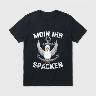 Moin Ihr Spacken Möwe T-Shirt – Klassisches T-Shirt in Schwarz