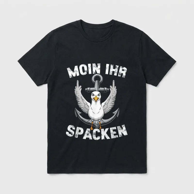 Moin Ihr Spacken Möwe T-Shirt – Klassisches T-Shirt in Schwarz