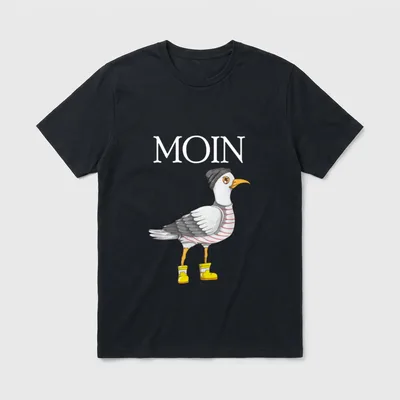 Plattdeutsche Möwe Moin Spruch T-Shirt – Klassisches T-Shirt in Schwarz