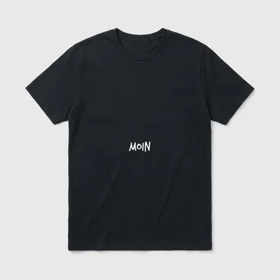 Moin Lustiger Spruch Nord T-Shirt – Weißer Schriftzug MOIN auf grauem Shirt – Klassisches T-Shirt in Schwarz