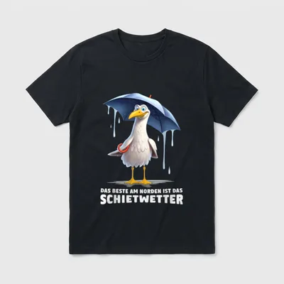 Schietwetter Spruch Möwe Norden T-Shirt – Klassisches T-Shirt in Schwarz