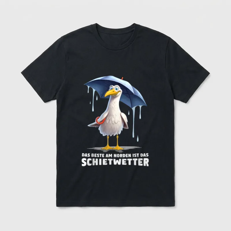 Schietwetter Spruch Möwe Norden T-Shirt – Klassisches T-Shirt in Schwarz