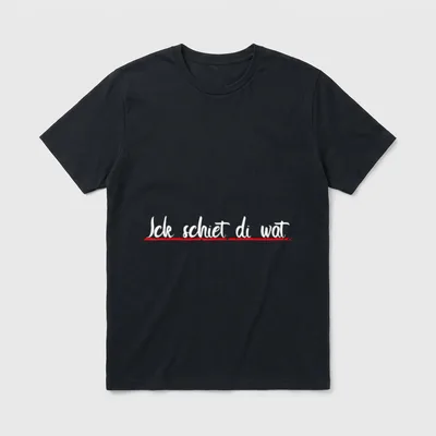 Lustiges Plattdeutsch Ick Schiet T-Shirt – Schriftzug „Ick schiet di wat“, rot unterstrichen – Klassisches T-Shirt in Schwarz