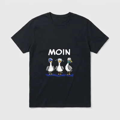 Moin lustige Nordsee Möwen Nix T-Shirt – MOIN über drei Möwen mit Fisch im Schnabel – Klassisches T-Shirt in Schwarz